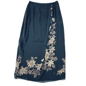 Vtg Silk Maxi Wrap Skirt‎ Sz 12 Dark Fairy Whimsigoth Forest practical magic